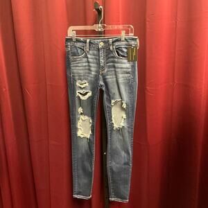 American Eagle Women's Super Stretch Distressed Blue Jeans